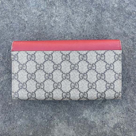 Gucci GG Supreme Monogram Calfskin Padlock Continental Wallet Red Pink - Picture 7 of 13